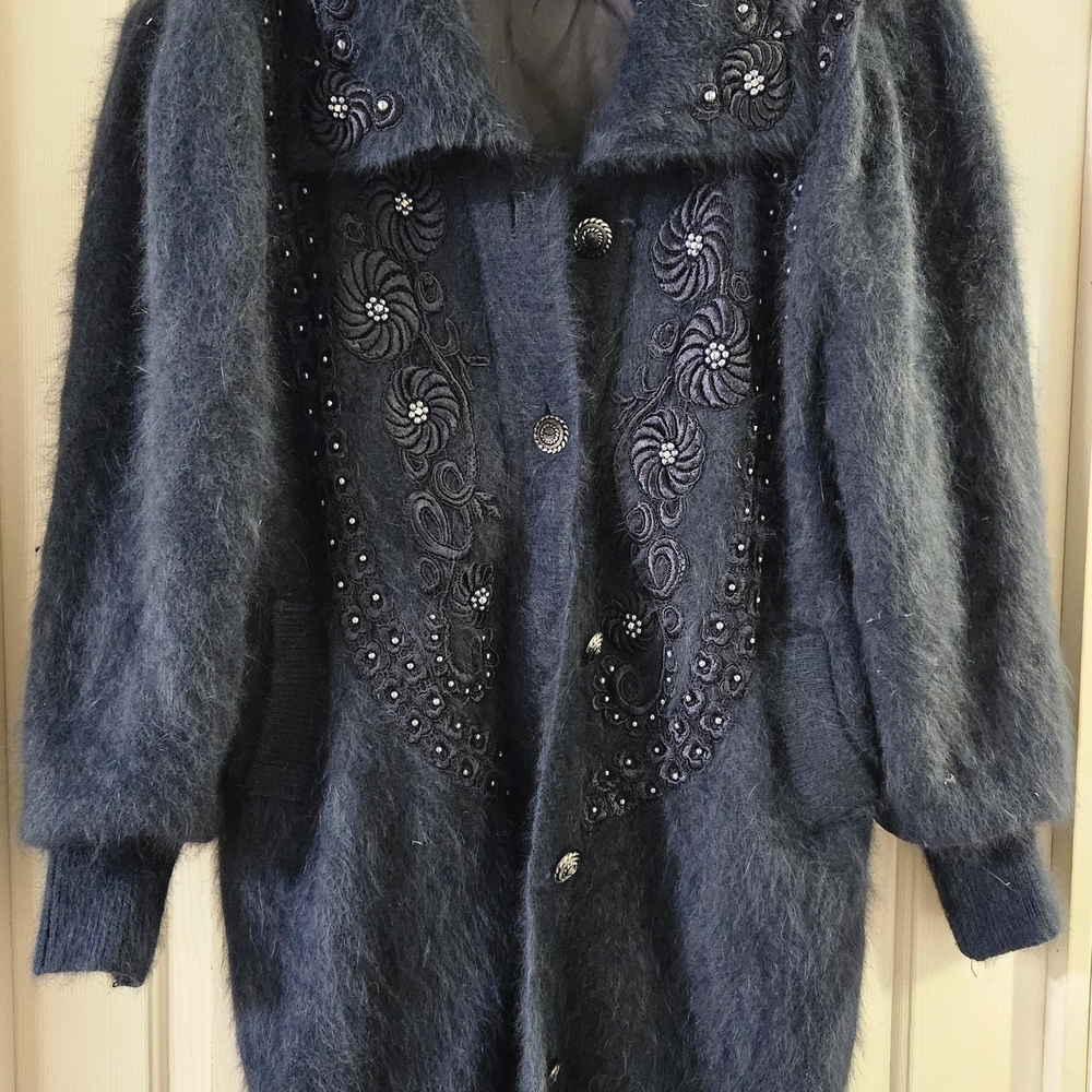 Chic Embellished Women's Angora Jacket